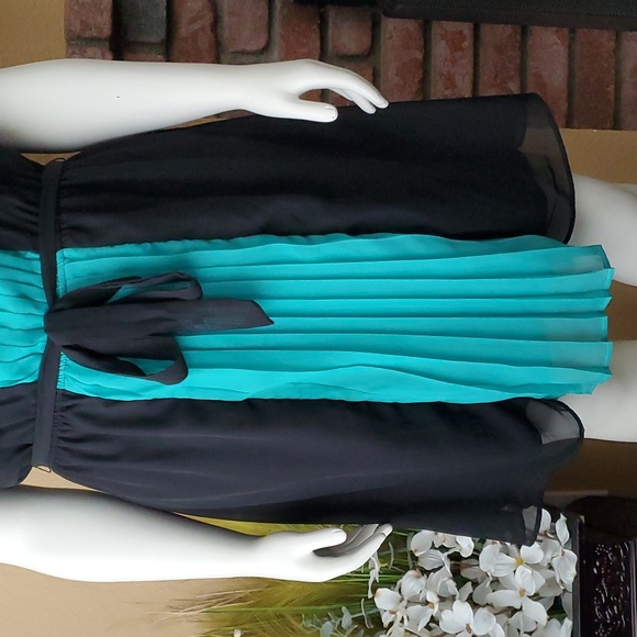 🆕️ PAPERDOLL Black & Turquoise Chiffon Dress WOMEN'S SIZE: 2X - Picture 6 of 11